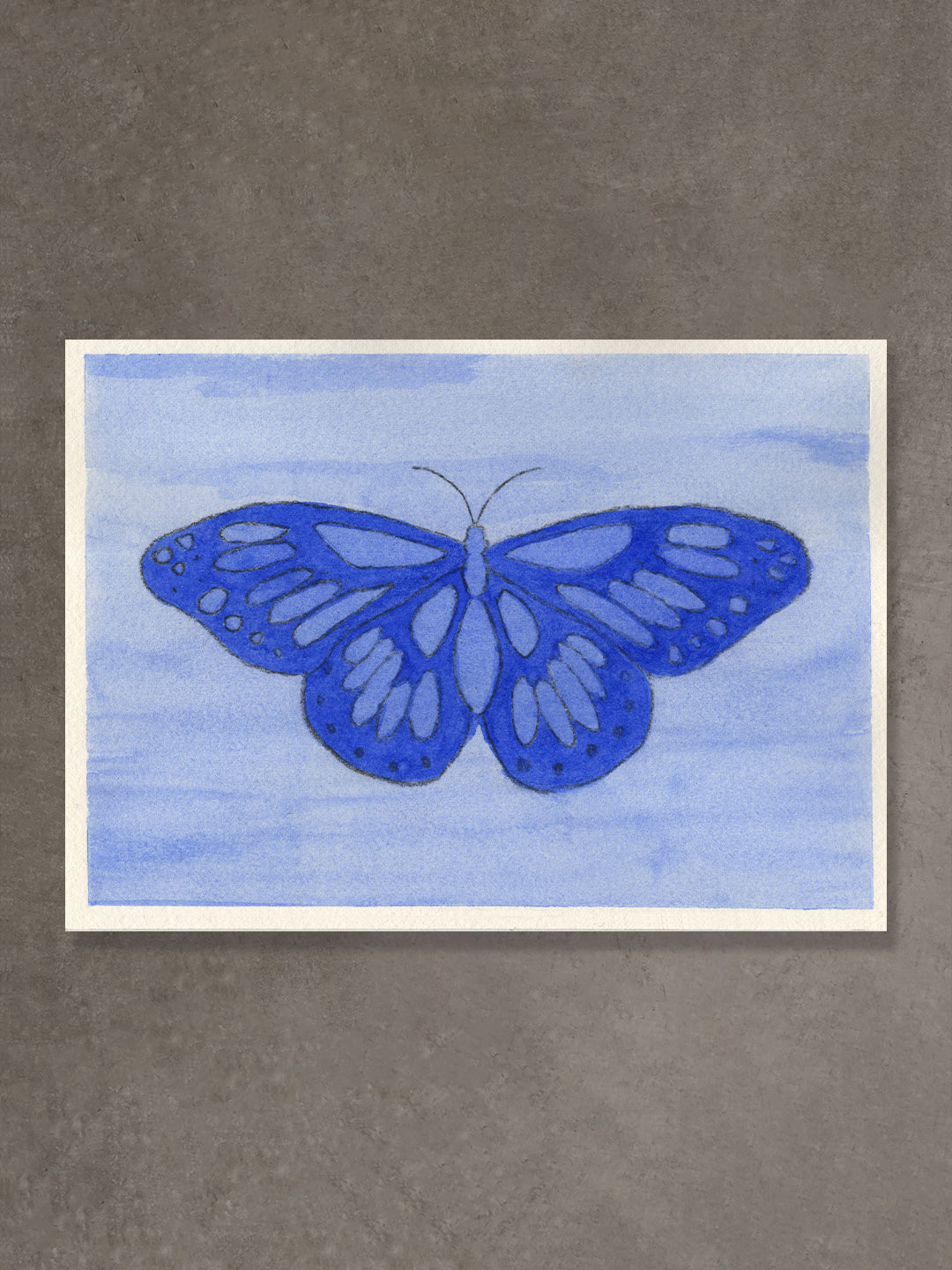 Blue Butterfly – Original 5x7 Watercolor Painting